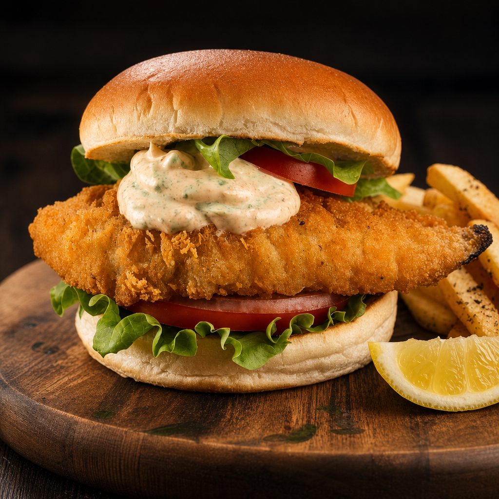 Crispy Fried Fish Burger.