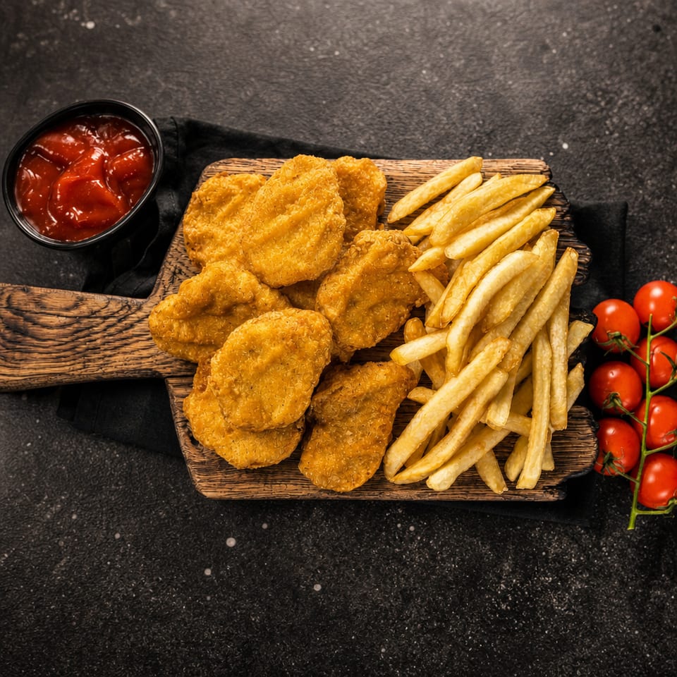6 Chicken Nuggets And Fries.