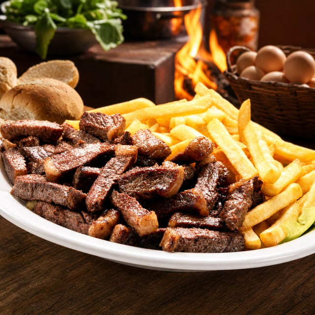 Steak And Cassava Fries.